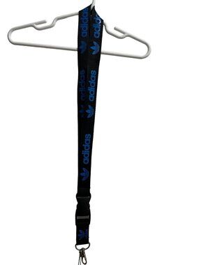 Adidas Lanyards Black Blue Detachable Keychain Clip ID Holder Strap
